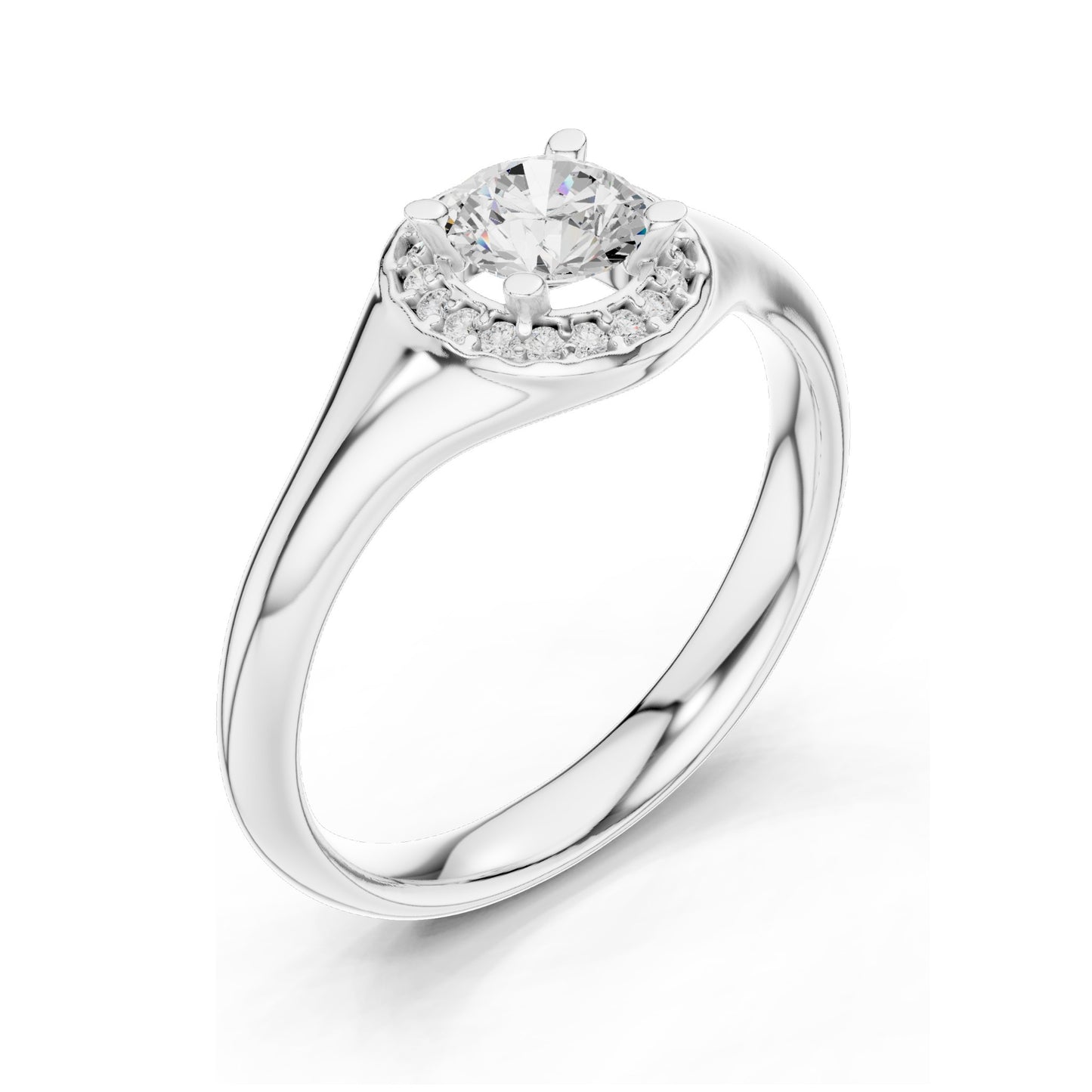 0.59 CT Round Brilliant Lab Diamond Halo Ring for Women | VVS-VS EF Clarity | 18KT, 14KT, 10KT Gold & 925 Silver | Moissanite & Rose, Yellow, White Gold Options