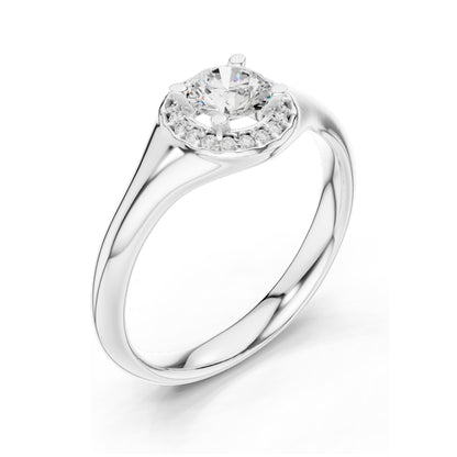 0.59 CT Round Brilliant Lab Diamond Halo Ring for Women | VVS-VS EF Clarity | 18KT, 14KT, 10KT Gold & 925 Silver | Moissanite & Rose, Yellow, White Gold Options