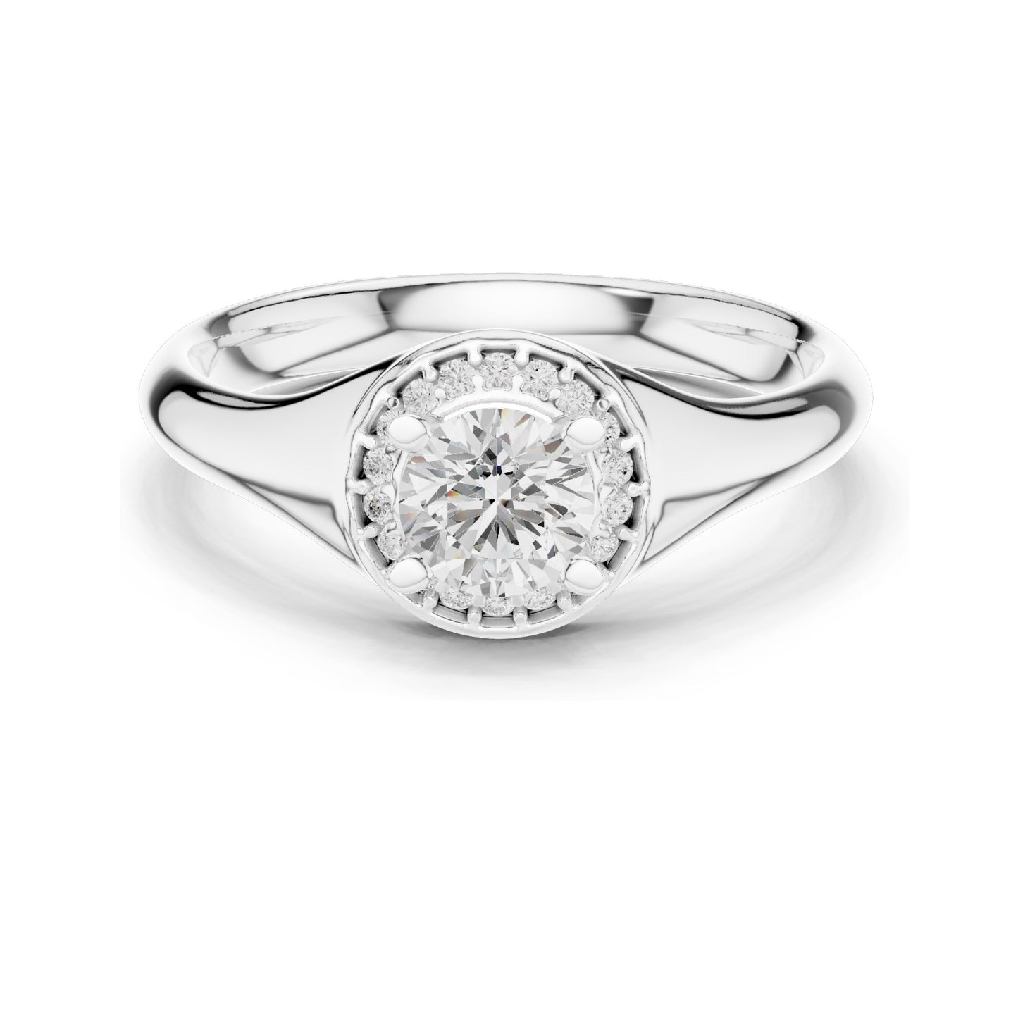 0.59 CT Round Brilliant Lab Diamond Halo Ring for Women | VVS-VS EF Clarity | 18KT, 14KT, 10KT Gold & 925 Silver | Moissanite & Rose, Yellow, White Gold Options