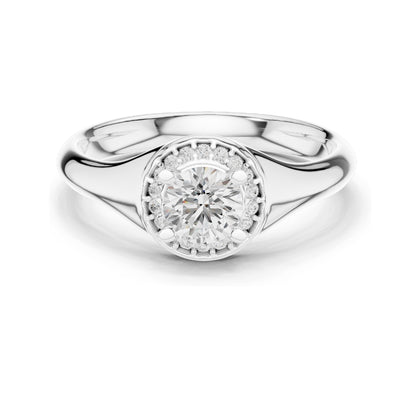 0.59 CT Round Brilliant Lab Diamond Halo Ring for Women | VVS-VS EF Clarity | 18KT, 14KT, 10KT Gold & 925 Silver | Moissanite & Rose, Yellow, White Gold Options