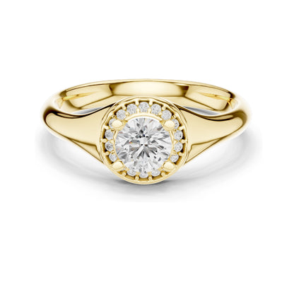 0.59 CT Round Brilliant Lab Diamond Halo Ring for Women | VVS-VS EF Clarity | 18KT, 14KT, 10KT Gold & 925 Silver | Moissanite & Rose, Yellow, White Gold Options