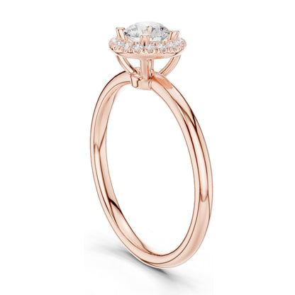 0.588 CT Round Brilliant Halo Lab Diamond Ring for Women | VVS-VS EF Clarity | 18KT, 14KT, 10KT Gold & 925 Silver | Moissanite & Rose, Yellow, White Gold Options