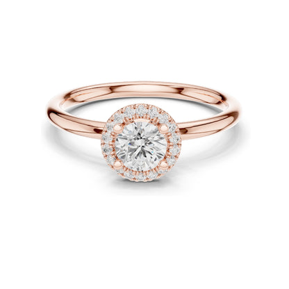 0.588 CT Round Brilliant Halo Lab Diamond Ring for Women | VVS-VS EF Clarity | 18KT, 14KT, 10KT Gold & 925 Silver | Moissanite & Rose, Yellow, White Gold Options