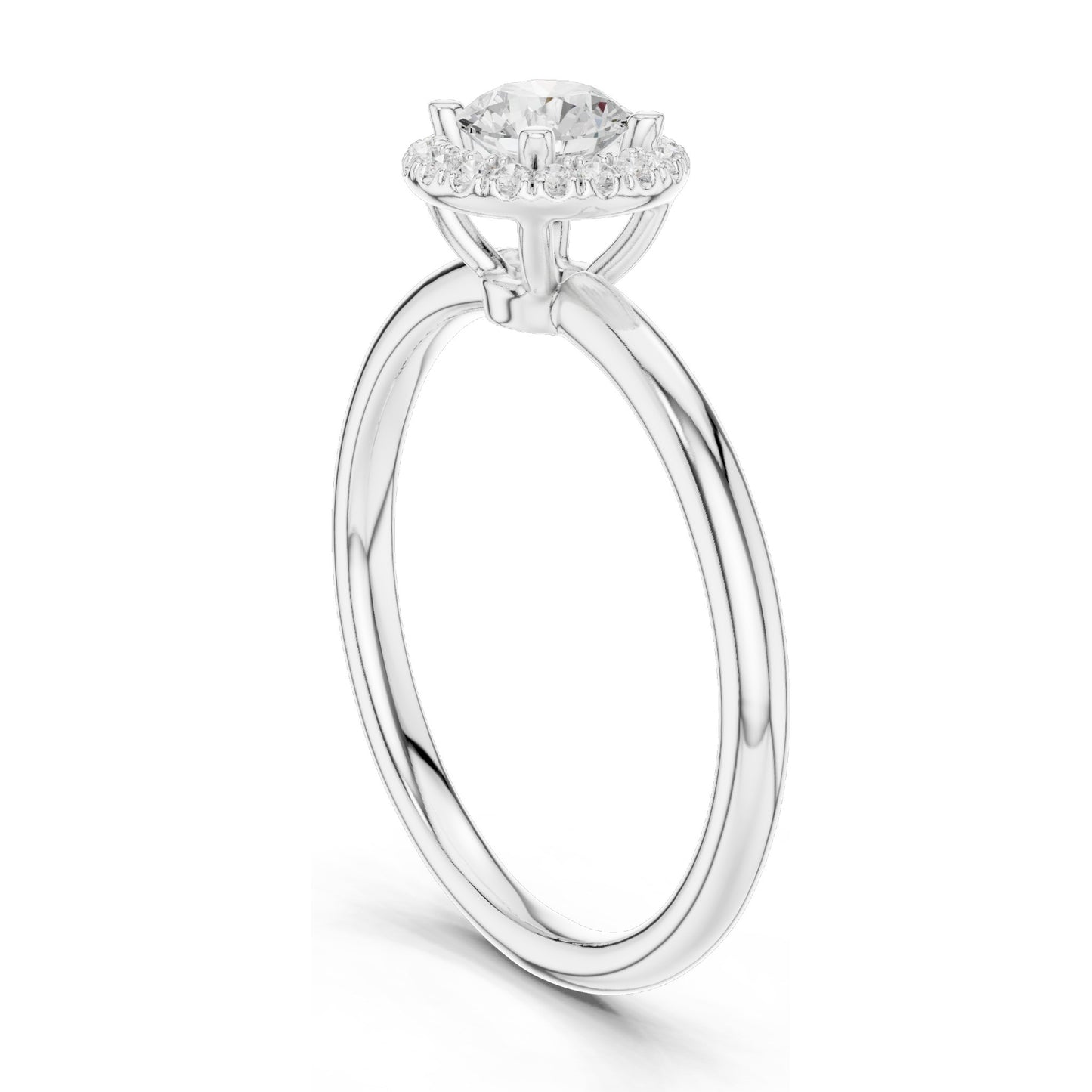 0.588 CT Round Brilliant Halo Lab Diamond Ring for Women | VVS-VS EF Clarity | 18KT, 14KT, 10KT Gold & 925 Silver | Moissanite & Rose, Yellow, White Gold Options