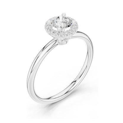 0.588 CT Round Brilliant Halo Lab Diamond Ring for Women | VVS-VS EF Clarity | 18KT, 14KT, 10KT Gold & 925 Silver | Moissanite & Rose, Yellow, White Gold Options