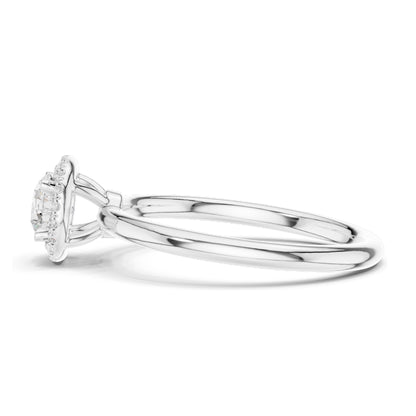 0.588 CT Round Brilliant Halo Lab Diamond Ring for Women | VVS-VS EF Clarity | 18KT, 14KT, 10KT Gold & 925 Silver | Moissanite & Rose, Yellow, White Gold Options