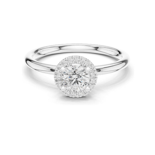 0.588 CT Round Brilliant Halo Lab Diamond Ring for Women | VVS-VS EF Clarity | 18KT, 14KT, 10KT Gold & 925 Silver | Moissanite & Rose, Yellow, White Gold Options