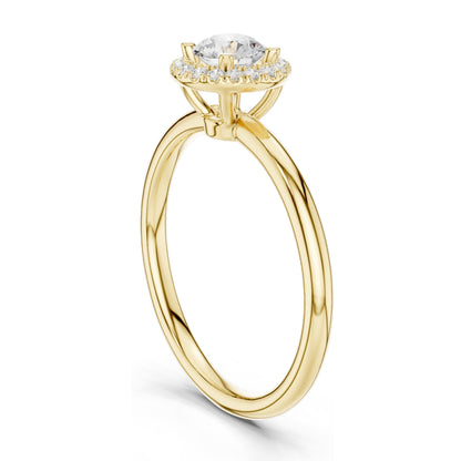 0.588 CT Round Brilliant Halo Lab Diamond Ring for Women | VVS-VS EF Clarity | 18KT, 14KT, 10KT Gold & 925 Silver | Moissanite & Rose, Yellow, White Gold Options