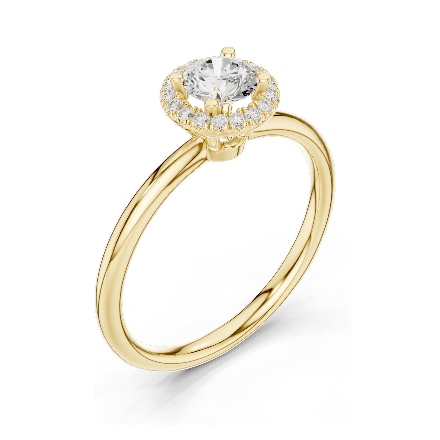 0.588 CT Round Brilliant Halo Lab Diamond Ring for Women | VVS-VS EF Clarity | 18KT, 14KT, 10KT Gold & 925 Silver | Moissanite & Rose, Yellow, White Gold Options