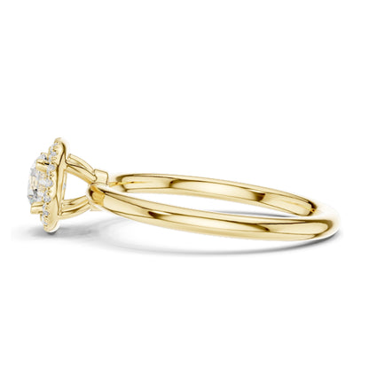 0.588 CT Round Brilliant Halo Lab Diamond Ring for Women | VVS-VS EF Clarity | 18KT, 14KT, 10KT Gold & 925 Silver | Moissanite & Rose, Yellow, White Gold Options