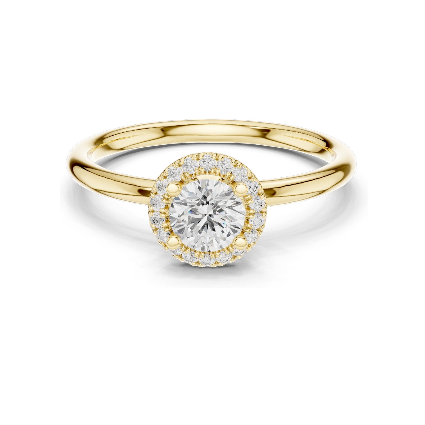 0.588 CT Round Brilliant Halo Lab Diamond Ring for Women | VVS-VS EF Clarity | 18KT, 14KT, 10KT Gold & 925 Silver | Moissanite & Rose, Yellow, White Gold Options