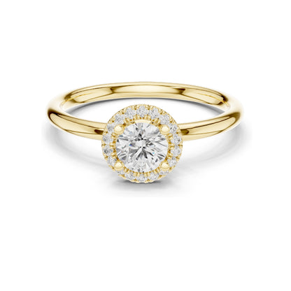 0.588 CT Round Brilliant Halo Lab Diamond Ring for Women | VVS-VS EF Clarity | 18KT, 14KT, 10KT Gold & 925 Silver | Moissanite & Rose, Yellow, White Gold Options