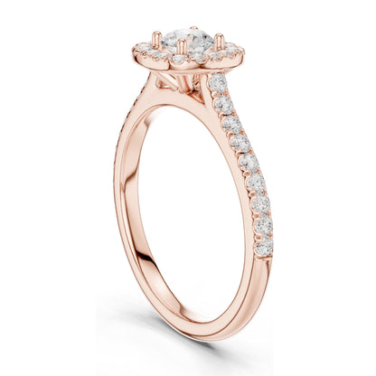 0.82 CT Round Halo Lab Diamond Ring for Women | VVS-VS EF Clarity | 18KT, 14KT, 10KT Gold & 925 Silver | Rose, Yellow, White Gold & Moissanite Options