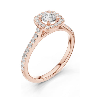 0.82 CT Round Halo Lab Diamond Ring for Women | VVS-VS EF Clarity | 18KT, 14KT, 10KT Gold & 925 Silver | Rose, Yellow, White Gold & Moissanite Options