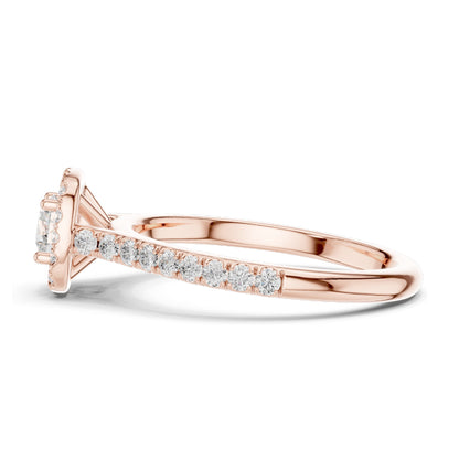 0.82 CT Round Halo Lab Diamond Ring for Women | VVS-VS EF Clarity | 18KT, 14KT, 10KT Gold & 925 Silver | Rose, Yellow, White Gold & Moissanite Options