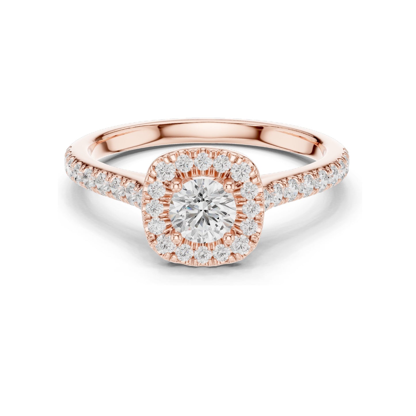 0.82 CT Round Halo Lab Diamond Ring for Women | VVS-VS EF Clarity | 18KT, 14KT, 10KT Gold & 925 Silver | Rose, Yellow, White Gold & Moissanite Options