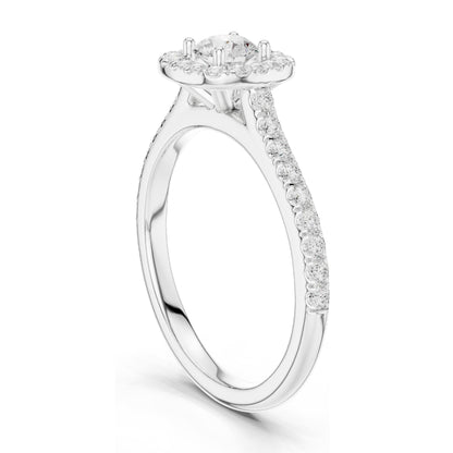 0.82 CT Round Halo Lab Diamond Ring for Women | VVS-VS EF Clarity | 18KT, 14KT, 10KT Gold & 925 Silver | Rose, Yellow, White Gold & Moissanite Options