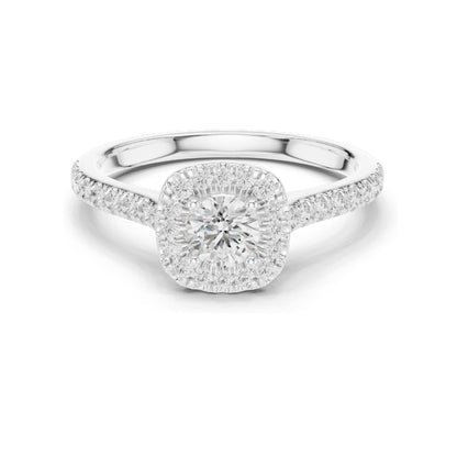 0.82 CT Round Halo Lab Diamond Ring for Women | VVS-VS EF Clarity | 18KT, 14KT, 10KT Gold & 925 Silver | Rose, Yellow, White Gold & Moissanite Options