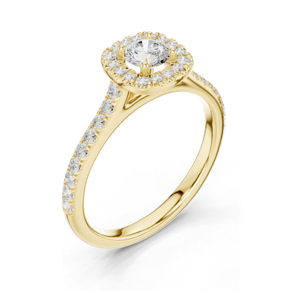 0.82 CT Round Halo Lab Diamond Ring for Women | VVS-VS EF Clarity | 18KT, 14KT, 10KT Gold & 925 Silver | Rose, Yellow, White Gold & Moissanite Options