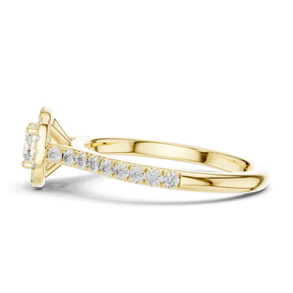 0.82 CT Round Halo Lab Diamond Ring for Women | VVS-VS EF Clarity | 18KT, 14KT, 10KT Gold & 925 Silver | Rose, Yellow, White Gold & Moissanite Options
