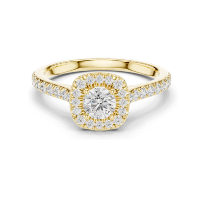 0.82 CT Round Halo Lab Diamond Ring for Women | VVS-VS EF Clarity | 18KT, 14KT, 10KT Gold & 925 Silver | Rose, Yellow, White Gold & Moissanite Options