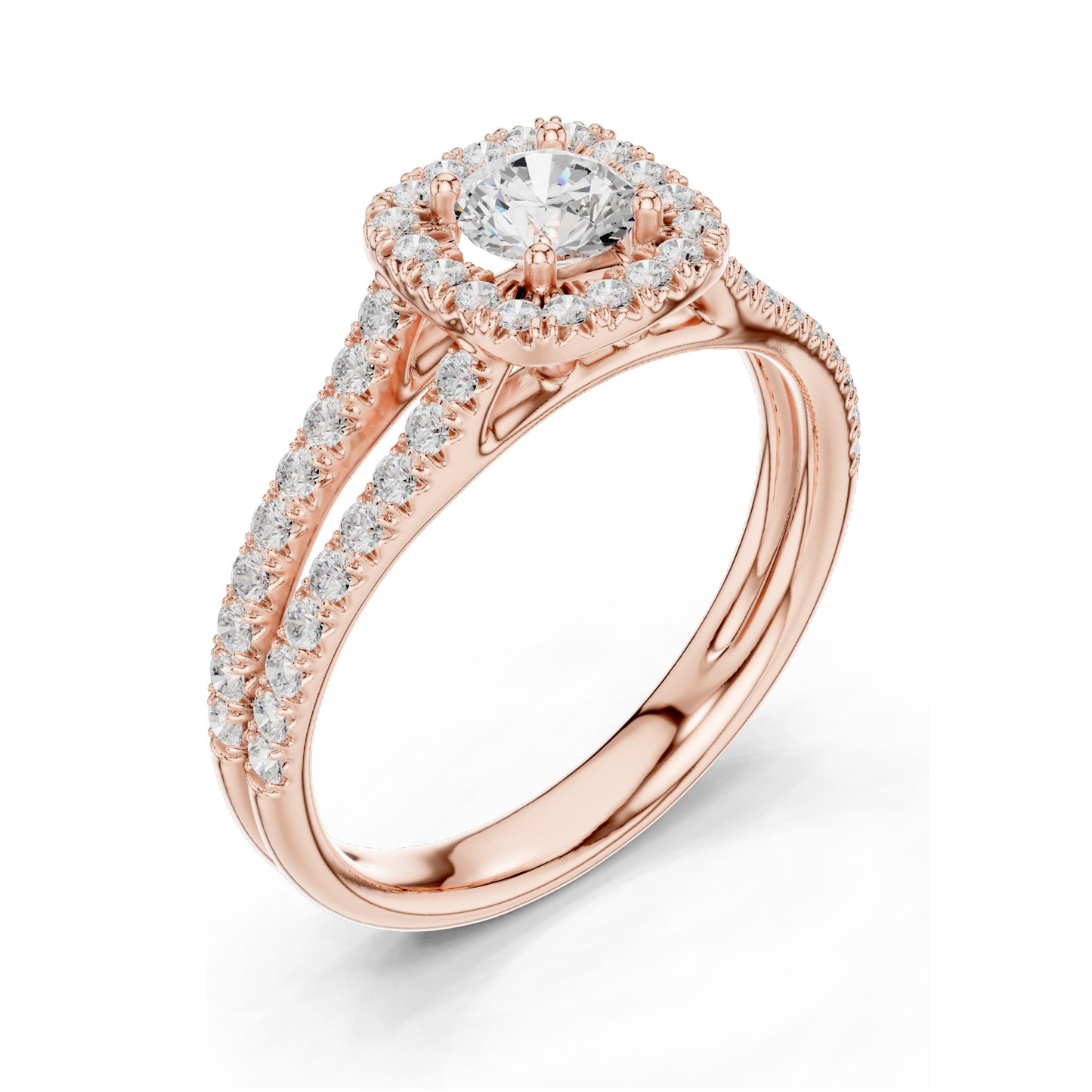 1.01 CT Round Halo Lab Diamond Ring for Women | VVS-VS EF Clarity | 18KT, 14KT, 10KT Gold & 925 Silver | Rose, Yellow, White Gold & Moissanite Options