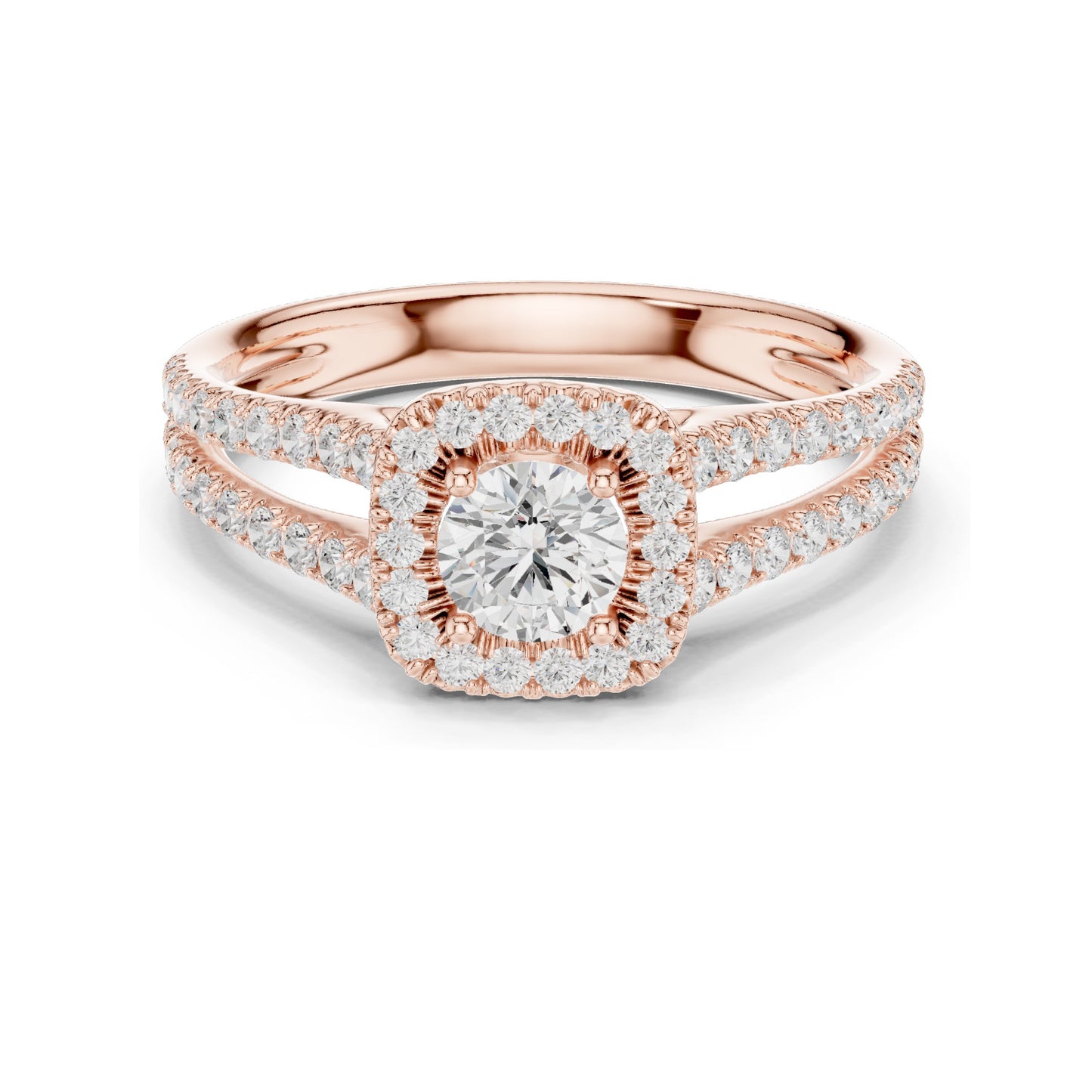 1.01 CT Round Halo Lab Diamond Ring for Women | VVS-VS EF Clarity | 18KT, 14KT, 10KT Gold & 925 Silver | Rose, Yellow, White Gold & Moissanite Options