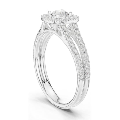 1.01 CT Round Halo Lab Diamond Ring for Women | VVS-VS EF Clarity | 18KT, 14KT, 10KT Gold & 925 Silver | Rose, Yellow, White Gold & Moissanite Options