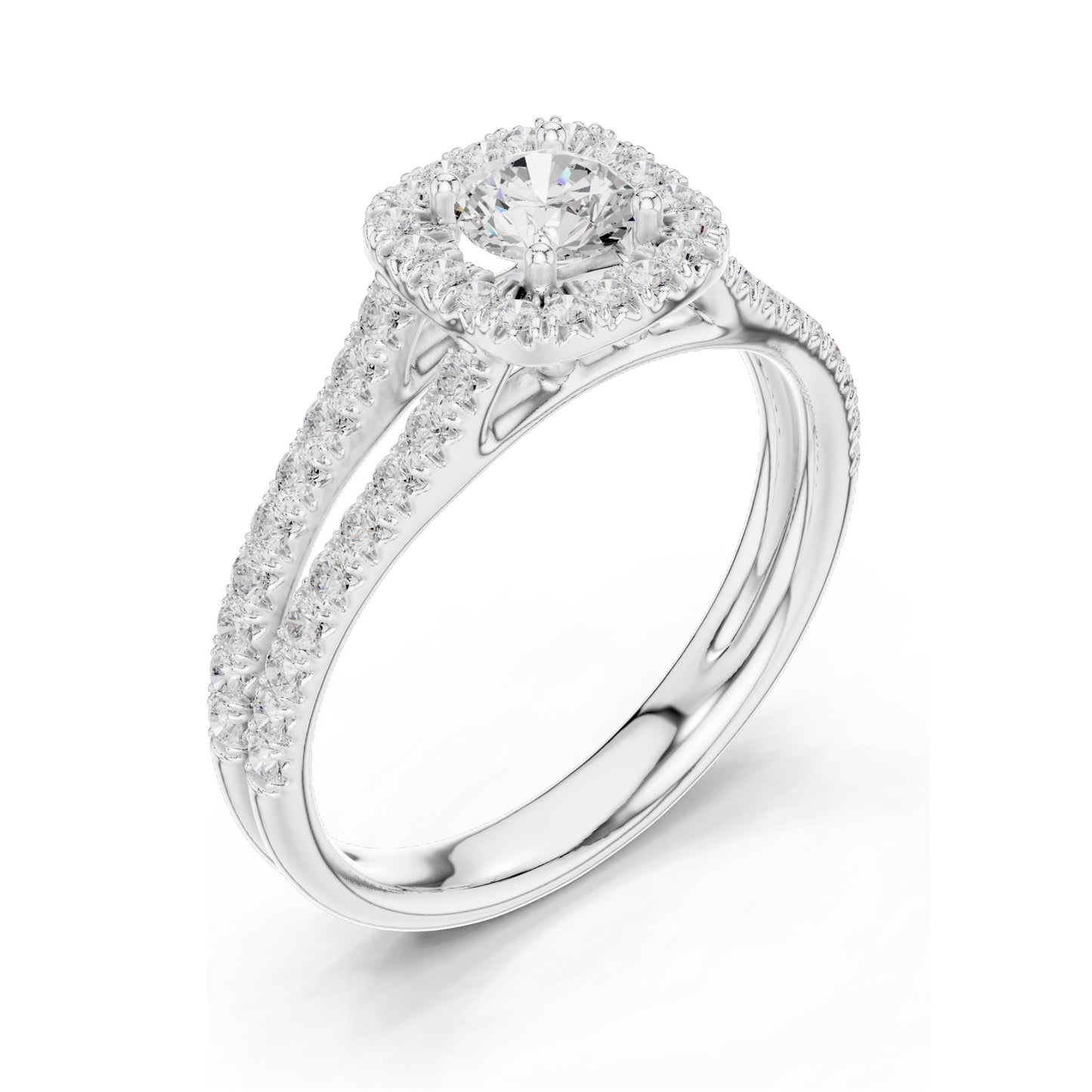 1.01 CT Round Halo Lab Diamond Ring for Women | VVS-VS EF Clarity | 18KT, 14KT, 10KT Gold & 925 Silver | Rose, Yellow, White Gold & Moissanite Options