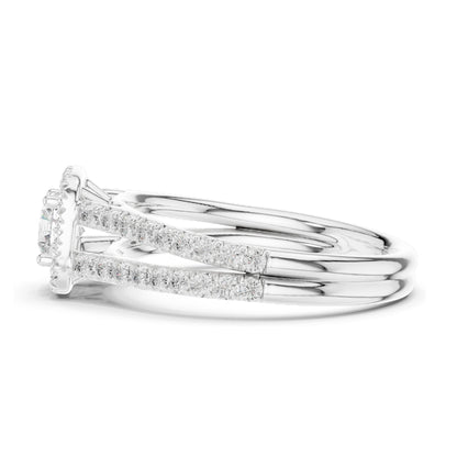 1.01 CT Round Halo Lab Diamond Ring for Women | VVS-VS EF Clarity | 18KT, 14KT, 10KT Gold & 925 Silver | Rose, Yellow, White Gold & Moissanite Options
