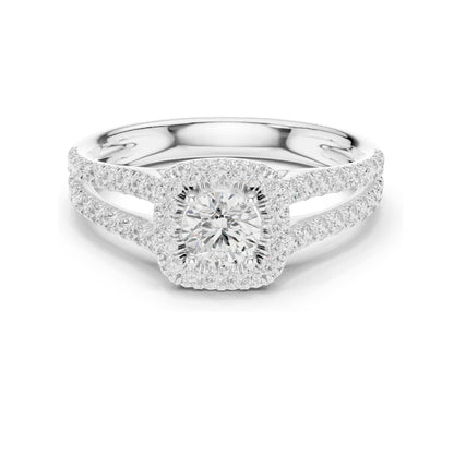 1.01 CT Round Halo Lab Diamond Ring for Women | VVS-VS EF Clarity | 18KT, 14KT, 10KT Gold & 925 Silver | Rose, Yellow, White Gold & Moissanite Options