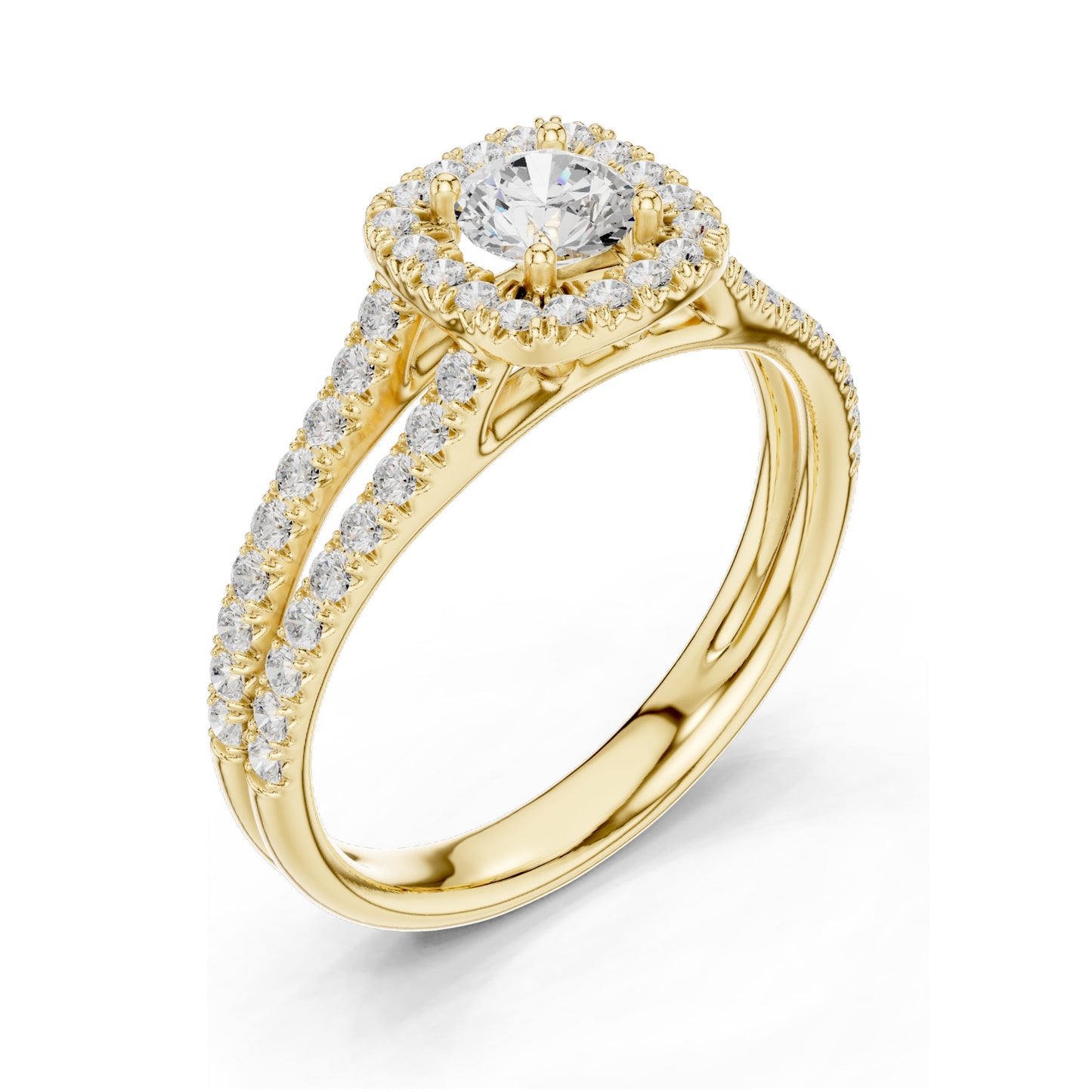 1.01 CT Round Halo Lab Diamond Ring for Women | VVS-VS EF Clarity | 18KT, 14KT, 10KT Gold & 925 Silver | Rose, Yellow, White Gold & Moissanite Options