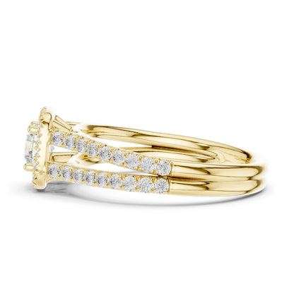 1.01 CT Round Halo Lab Diamond Ring for Women | VVS-VS EF Clarity | 18KT, 14KT, 10KT Gold & 925 Silver | Rose, Yellow, White Gold & Moissanite Options