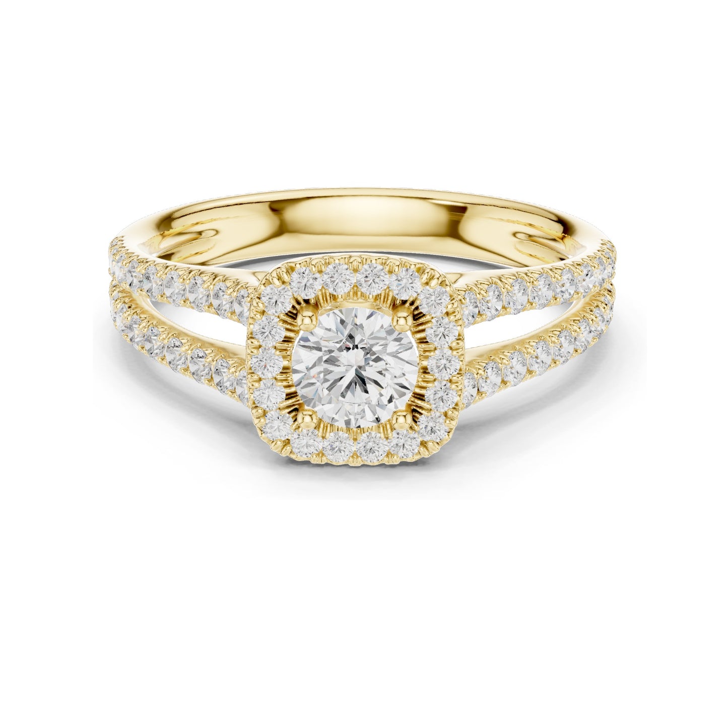 1.01 CT Round Halo Lab Diamond Ring for Women | VVS-VS EF Clarity | 18KT, 14KT, 10KT Gold & 925 Silver | Rose, Yellow, White Gold & Moissanite Options