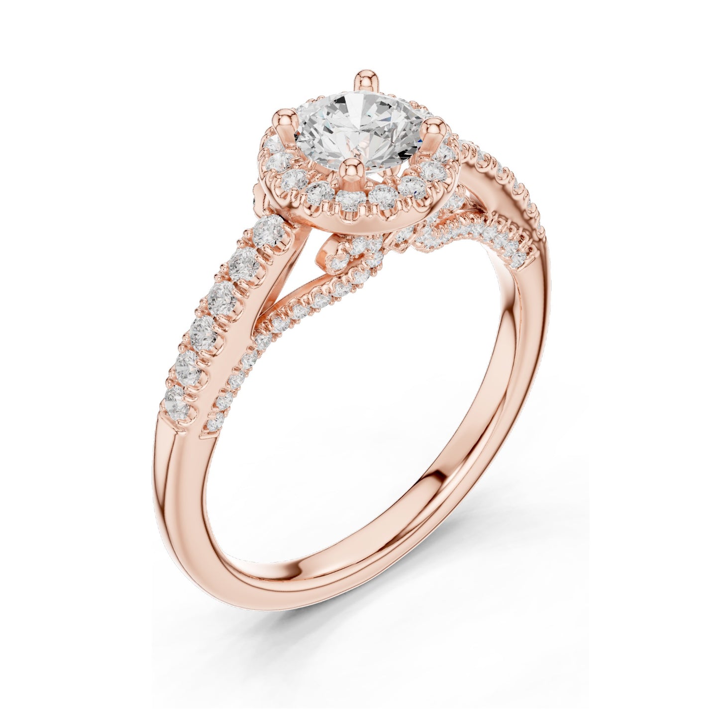 1.19 CT Round Brilliant Lab Diamond Halo Engagement Ring for Women | VVS-VS EF Clarity | 18KT, 14KT, 10KT Gold & 925 Silver | Rose, Yellow, White Gold & Moissanite Options