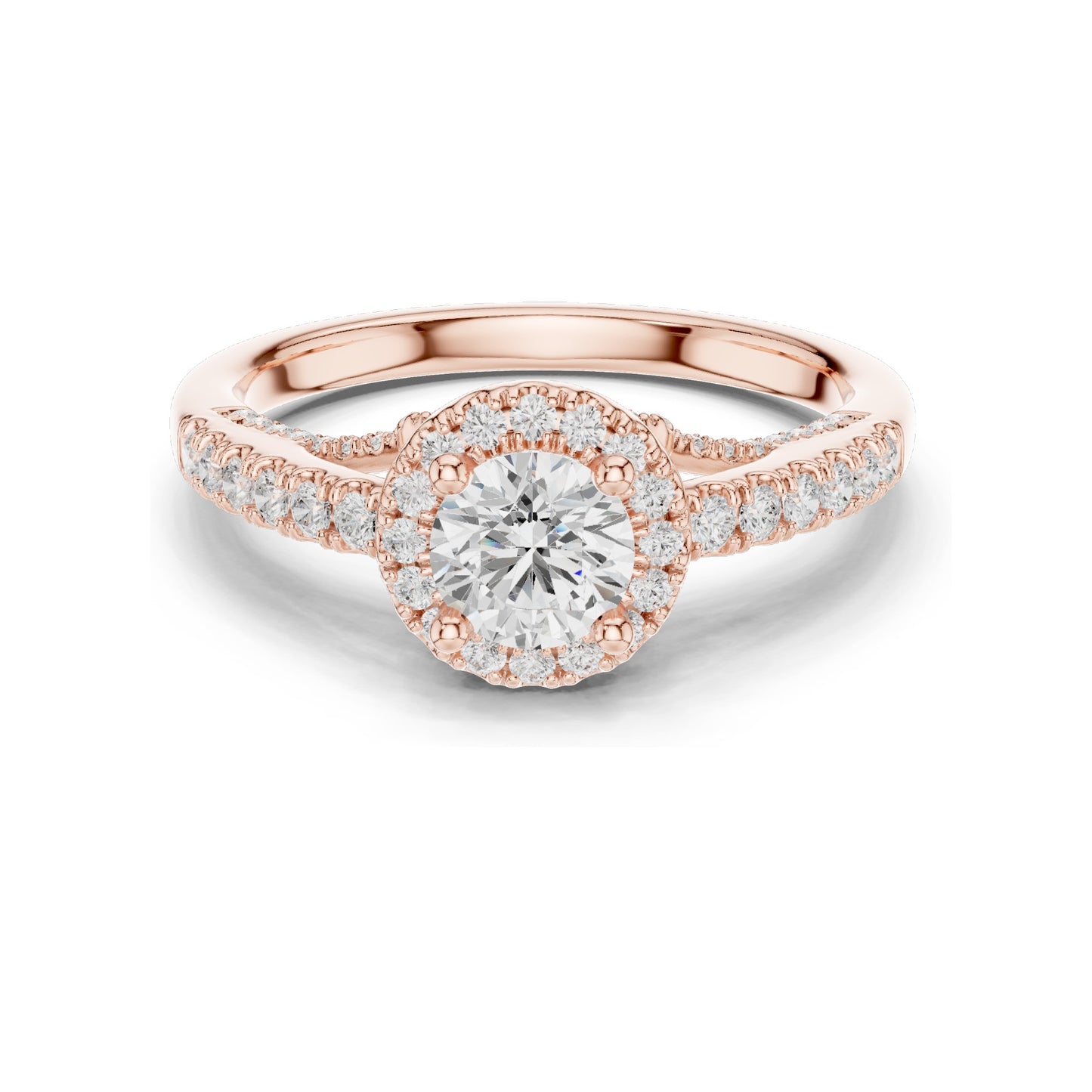 1.19 CT Round Brilliant Lab Diamond Halo Engagement Ring for Women | VVS-VS EF Clarity | 18KT, 14KT, 10KT Gold & 925 Silver | Rose, Yellow, White Gold & Moissanite Options