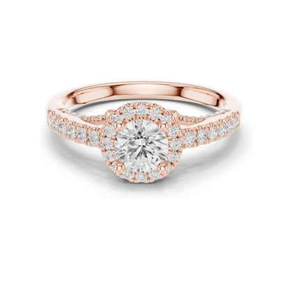 1.19 CT Round Brilliant Lab Diamond Halo Engagement Ring for Women | VVS-VS EF Clarity | 18KT, 14KT, 10KT Gold & 925 Silver | Rose, Yellow, White Gold & Moissanite Options