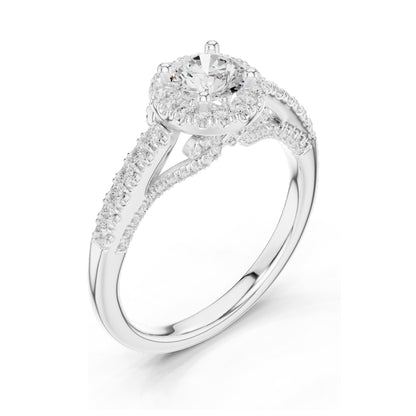 1.19 CT Round Brilliant Lab Diamond Halo Engagement Ring for Women | VVS-VS EF Clarity | 18KT, 14KT, 10KT Gold & 925 Silver | Rose, Yellow, White Gold & Moissanite Options