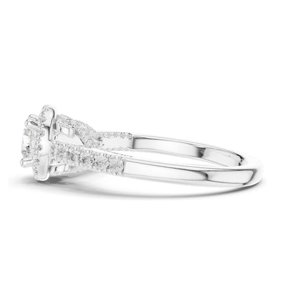 1.19 CT Round Brilliant Lab Diamond Halo Engagement Ring for Women | VVS-VS EF Clarity | 18KT, 14KT, 10KT Gold & 925 Silver | Rose, Yellow, White Gold & Moissanite Options