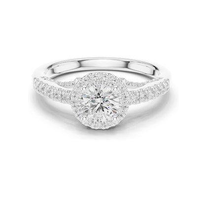 1.19 CT Round Brilliant Lab Diamond Halo Engagement Ring for Women | VVS-VS EF Clarity | 18KT, 14KT, 10KT Gold & 925 Silver | Rose, Yellow, White Gold & Moissanite Options