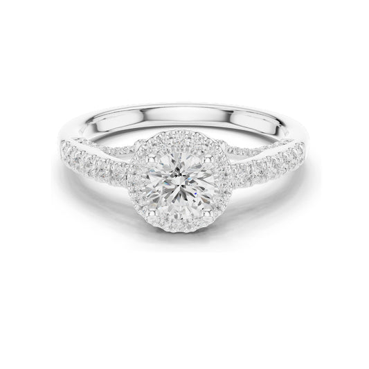 1.19 CT Round Brilliant Lab Diamond Halo Engagement Ring for Women | VVS-VS EF Clarity | 18KT, 14KT, 10KT Gold & 925 Silver | Rose, Yellow, White Gold & Moissanite Options