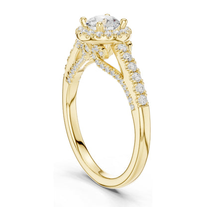 1.19 CT Round Brilliant Lab Diamond Halo Engagement Ring for Women | VVS-VS EF Clarity | 18KT, 14KT, 10KT Gold & 925 Silver | Rose, Yellow, White Gold & Moissanite Options
