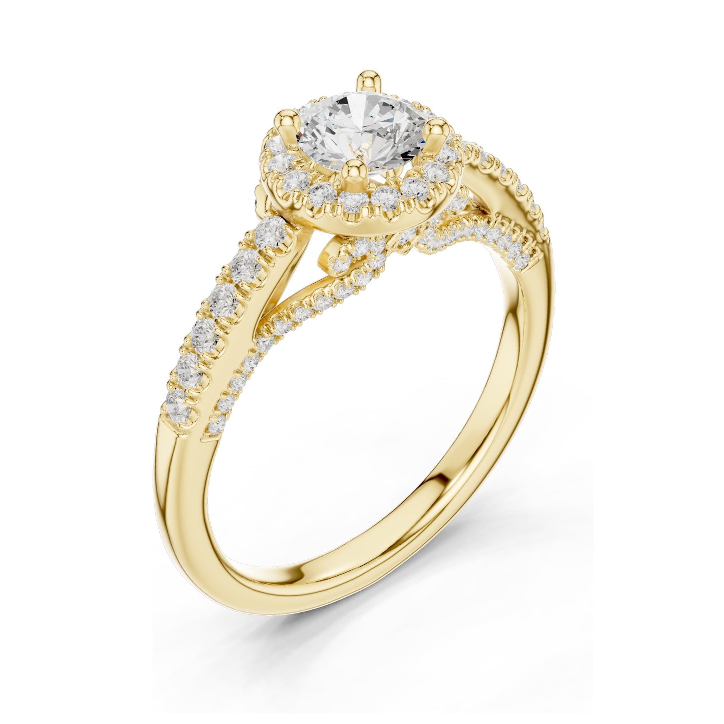 1.19 CT Round Brilliant Lab Diamond Halo Engagement Ring for Women | VVS-VS EF Clarity | 18KT, 14KT, 10KT Gold & 925 Silver | Rose, Yellow, White Gold & Moissanite Options