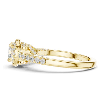 1.19 CT Round Brilliant Lab Diamond Halo Engagement Ring for Women | VVS-VS EF Clarity | 18KT, 14KT, 10KT Gold & 925 Silver | Rose, Yellow, White Gold & Moissanite Options