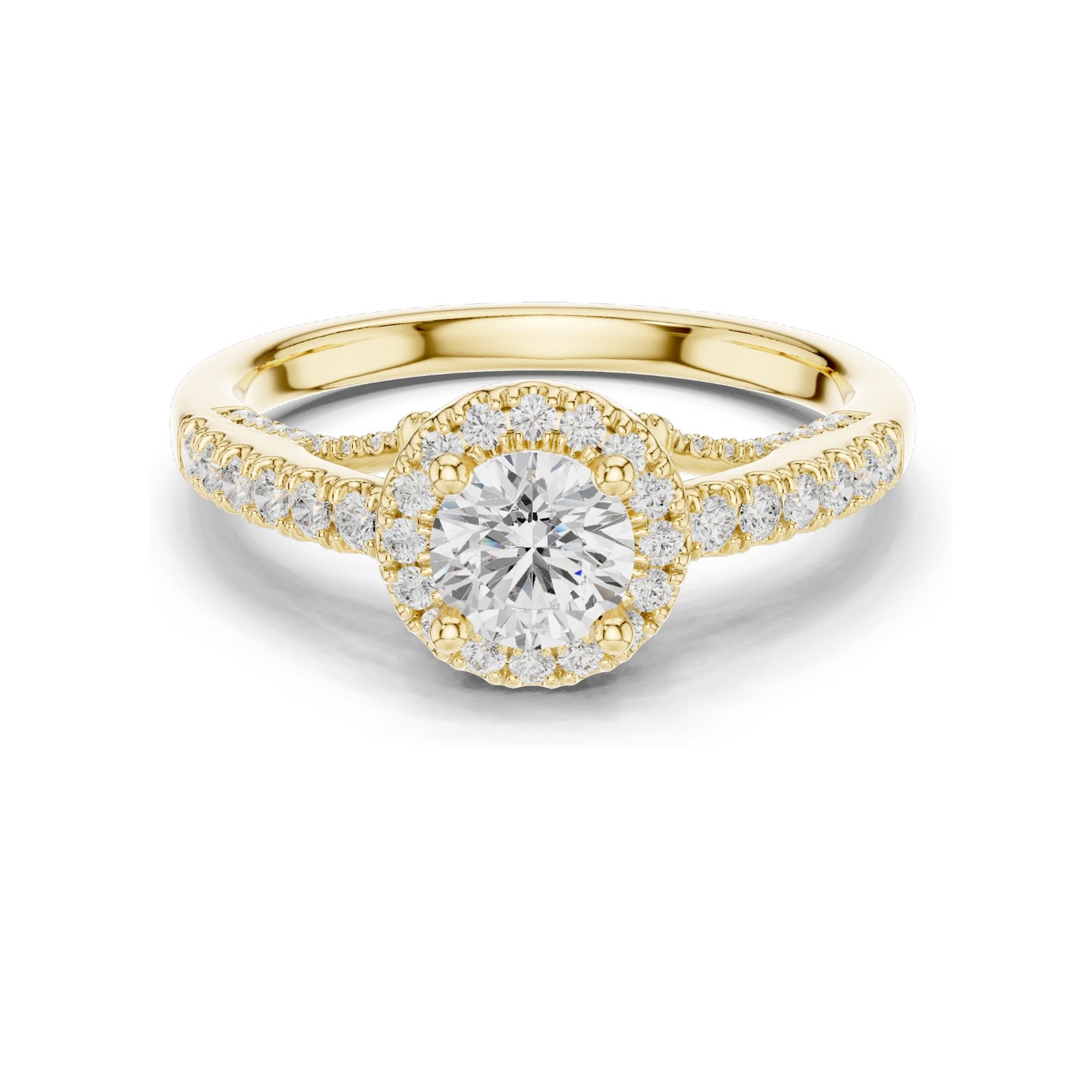 1.19 CT Round Brilliant Lab Diamond Halo Engagement Ring for Women | VVS-VS EF Clarity | 18KT, 14KT, 10KT Gold & 925 Silver | Rose, Yellow, White Gold & Moissanite Options