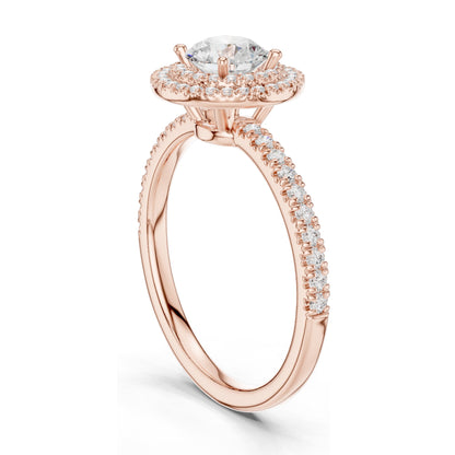 1.16 CT Round Brilliant Lab Diamond Halo Engagement Ring for Women | VVS-VS EF Clarity | 18KT, 14KT, 10KT Gold & 925 Silver | Rose, Yellow, White Gold & Moissanite Options