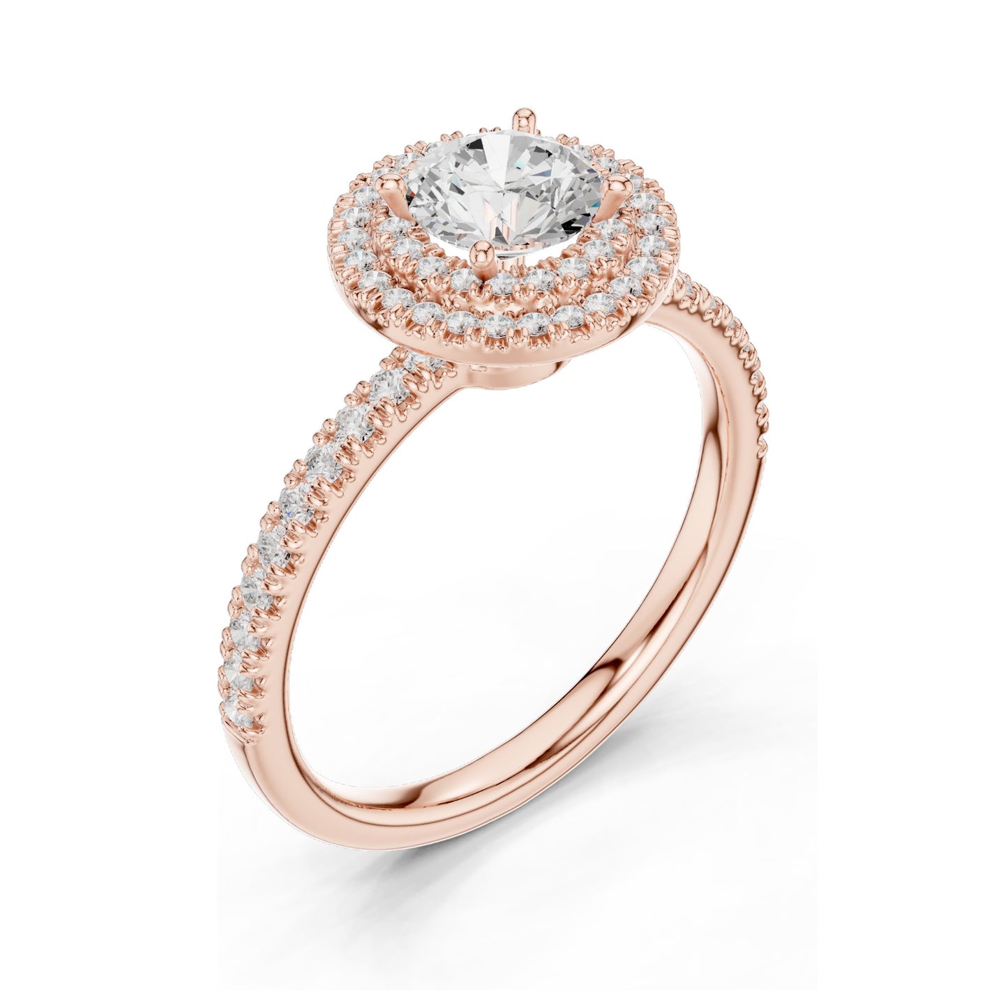 1.16 CT Round Brilliant Lab Diamond Halo Engagement Ring for Women | VVS-VS EF Clarity | 18KT, 14KT, 10KT Gold & 925 Silver | Rose, Yellow, White Gold & Moissanite Options