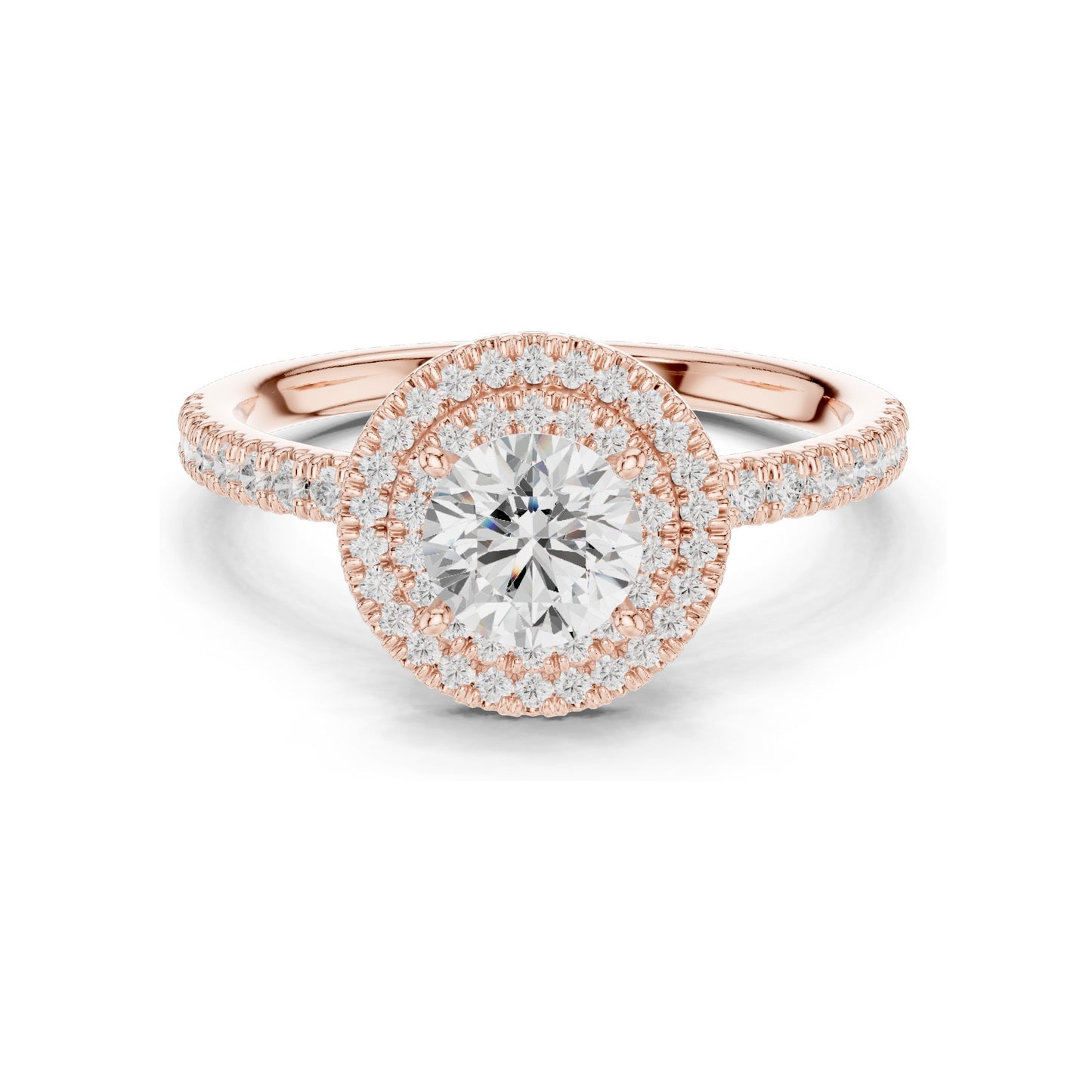 1.16 CT Round Brilliant Lab Diamond Halo Engagement Ring for Women | VVS-VS EF Clarity | 18KT, 14KT, 10KT Gold & 925 Silver | Rose, Yellow, White Gold & Moissanite Options