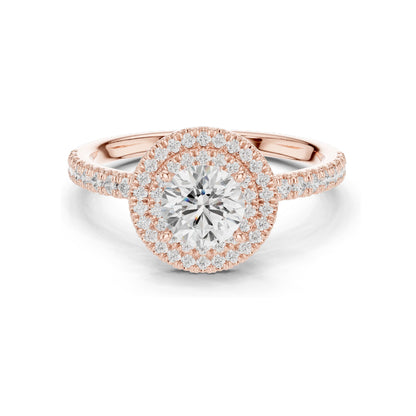 1.16 CT Round Brilliant Lab Diamond Halo Engagement Ring for Women | VVS-VS EF Clarity | 18KT, 14KT, 10KT Gold & 925 Silver | Rose, Yellow, White Gold & Moissanite Options