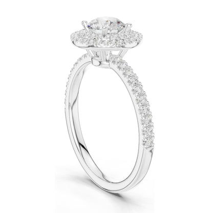 1.16 CT Round Brilliant Lab Diamond Halo Engagement Ring for Women | VVS-VS EF Clarity | 18KT, 14KT, 10KT Gold & 925 Silver | Rose, Yellow, White Gold & Moissanite Options